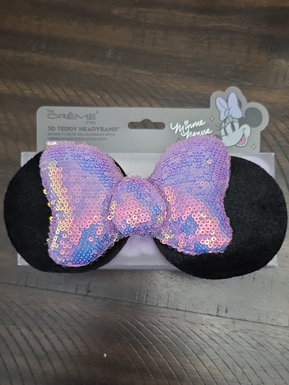 The Crème Shop Minnie Mouse Sequin Bow Headband - Purple/Black